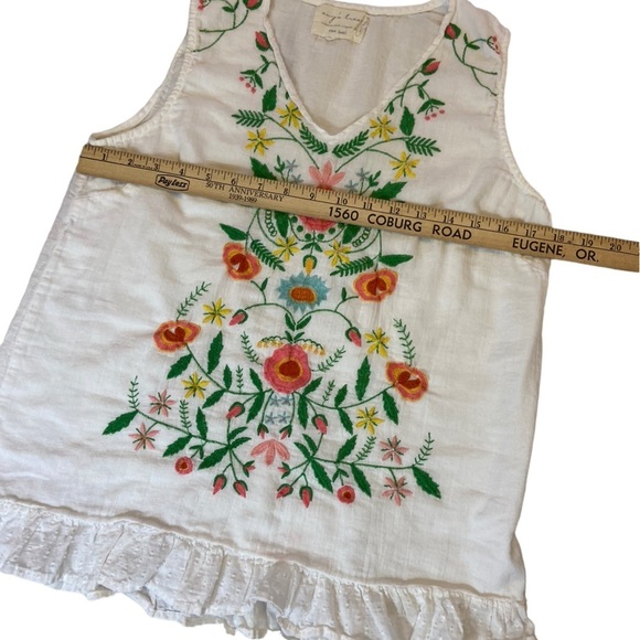 EVY’s Tree Beautiful Sleeveless Embroidered 100% Cotton Ruffled Tank Top Blouse - Picture 10 of 16